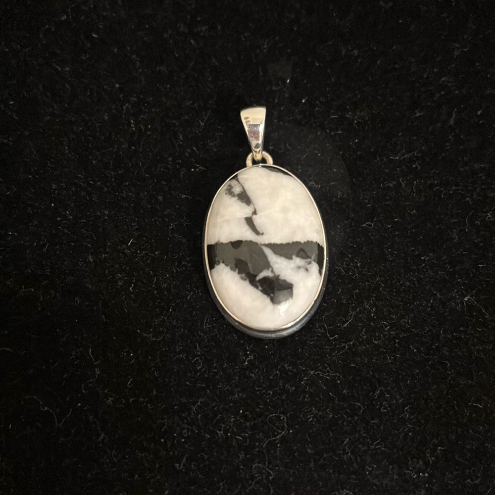 White buffalo pendant sterling silver